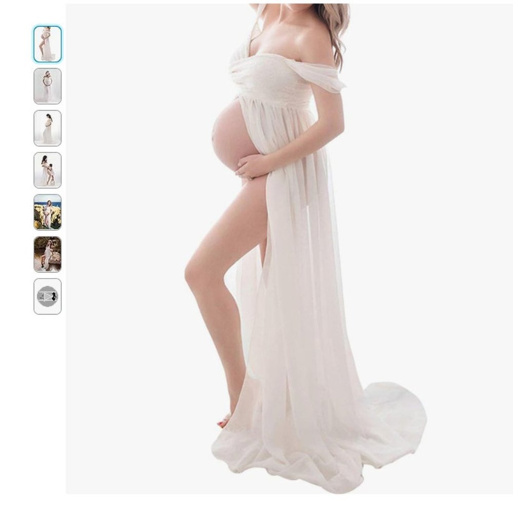 NEW Women's Off Shoulder Maternity Gown. Split Front Maxi. Maternity Photoshoot
